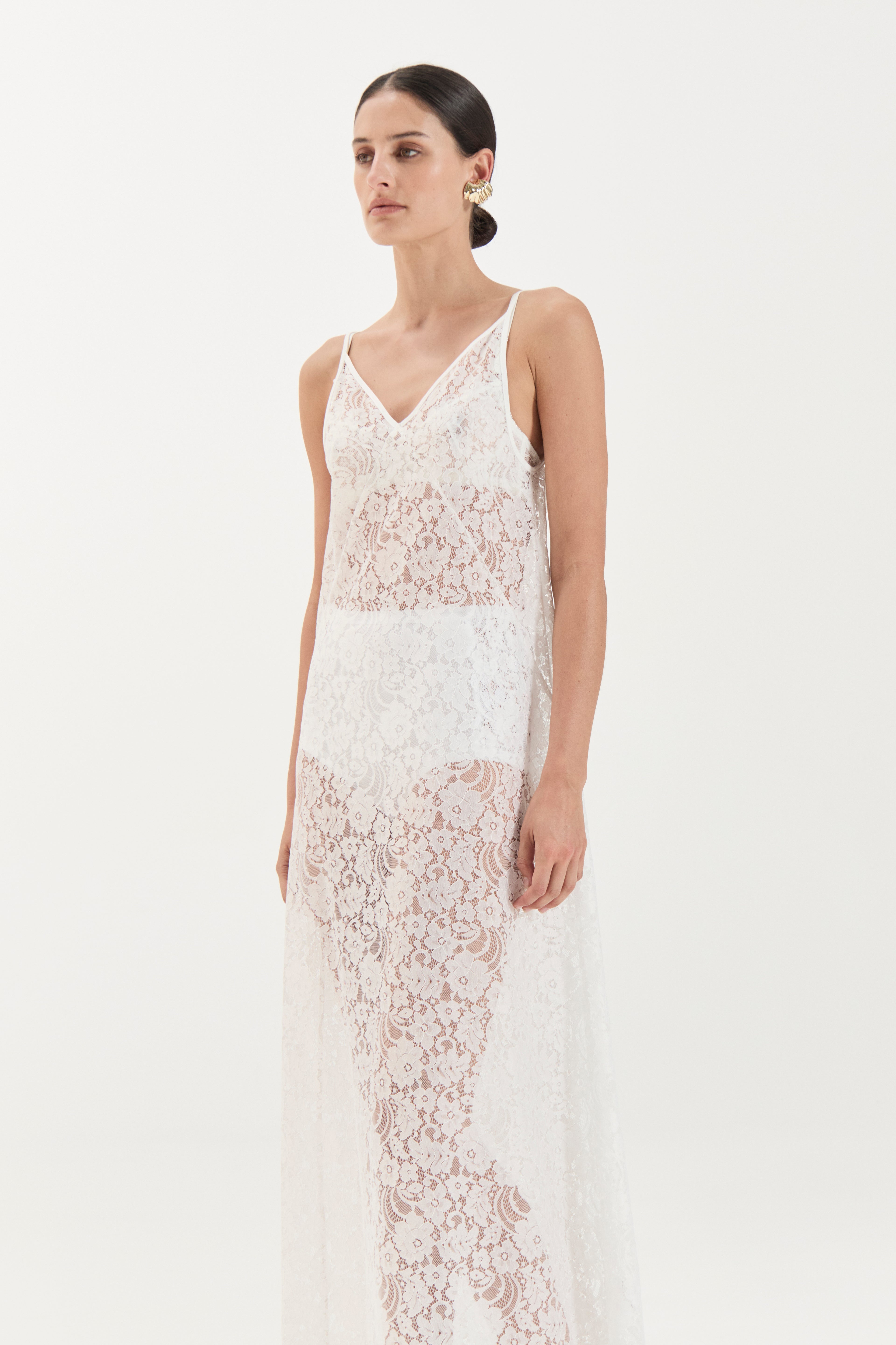 Georgette Lace Dress - White