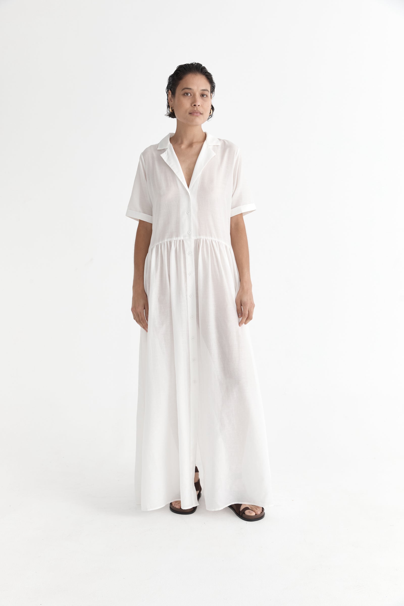 Solaqua Women’s Resort Silk Striped Button Down – Cream & Black, Size 8