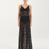 Georgette Lace Dress - Noir
