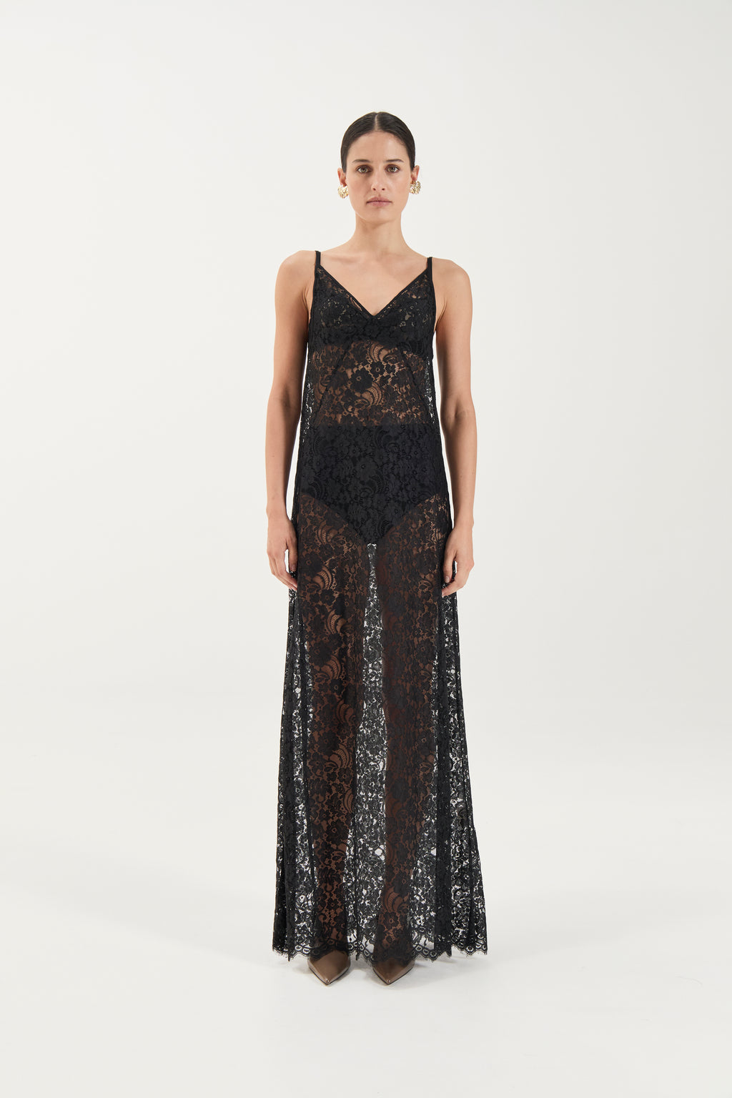 Georgette Lace Dress - Noir