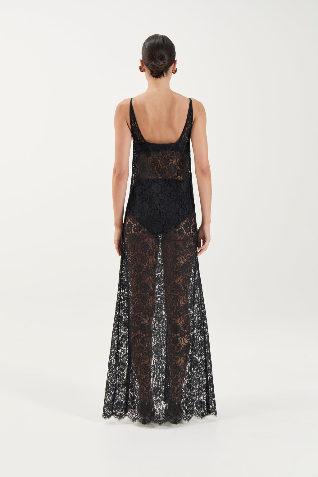 Georgette Lace Dress - Noir