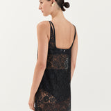 Georgette Lace Dress - Noir
