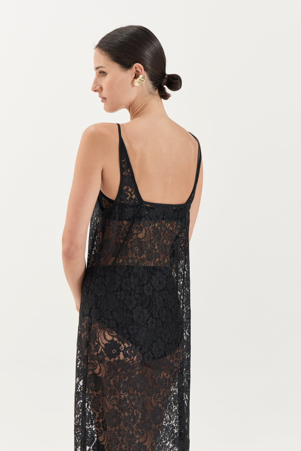 Georgette Lace Dress - Noir