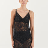 Georgette Lace Dress - Noir