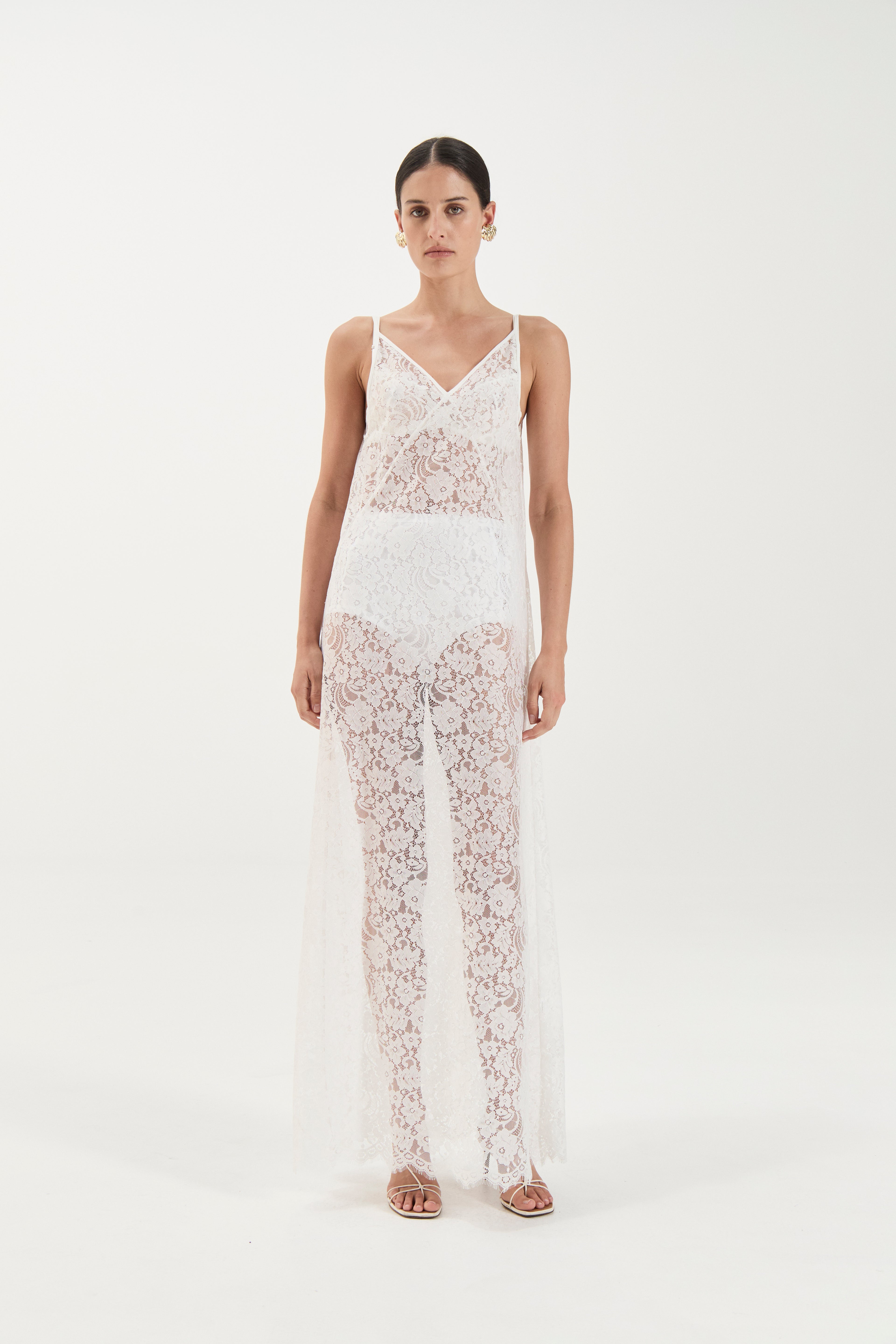 Georgette Lace Dress - White