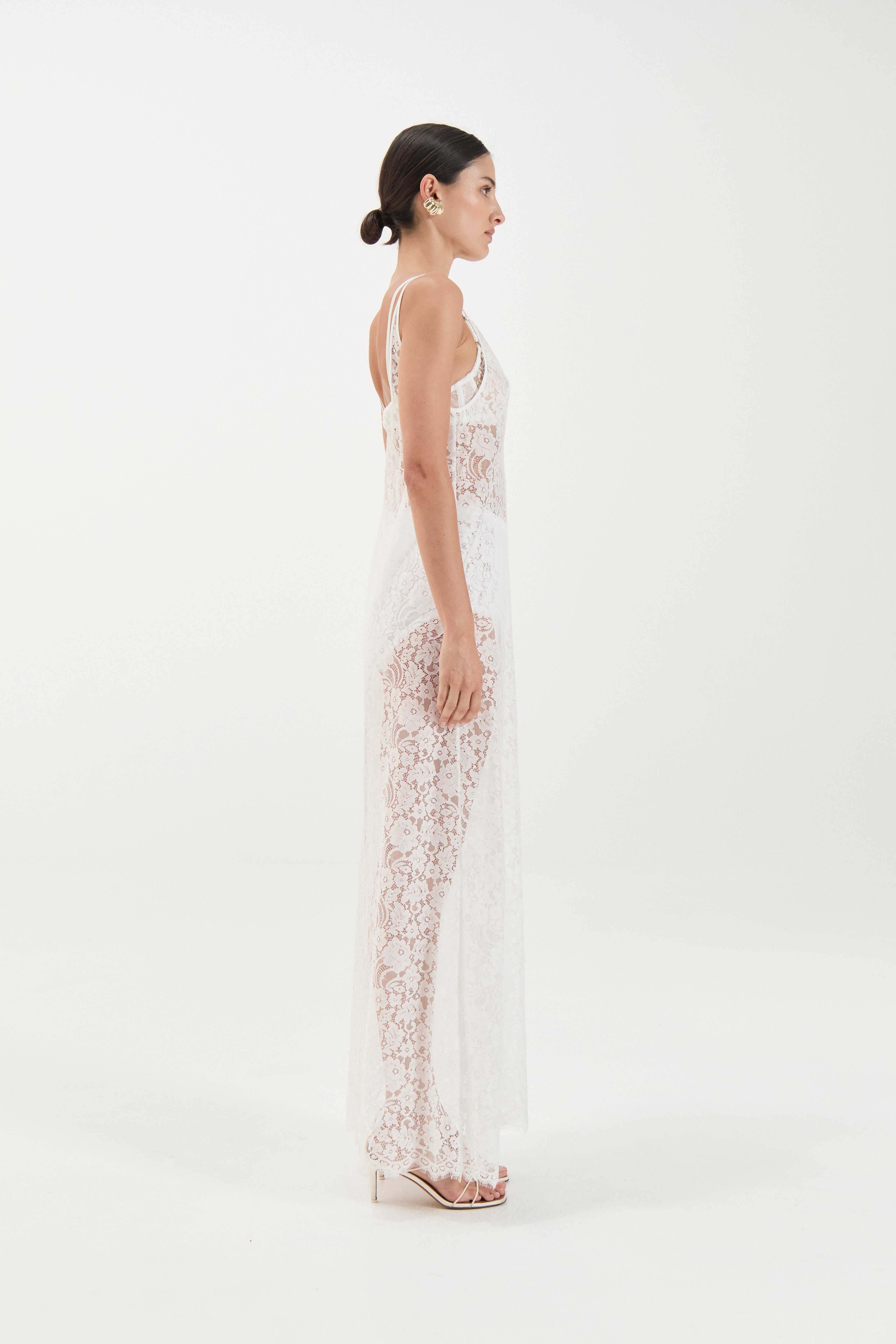 Georgette Lace Dress - White