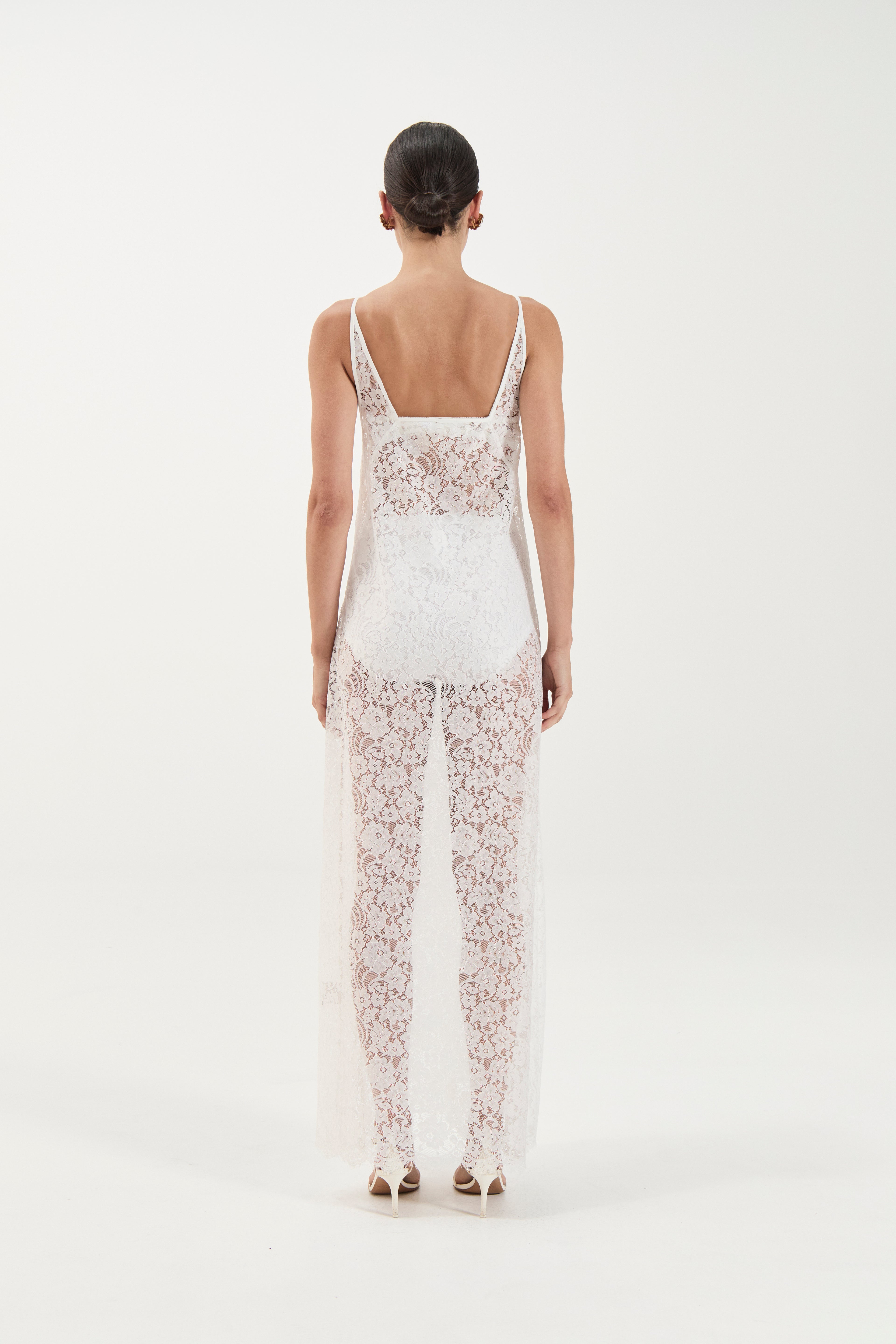 Georgette Lace Dress - White