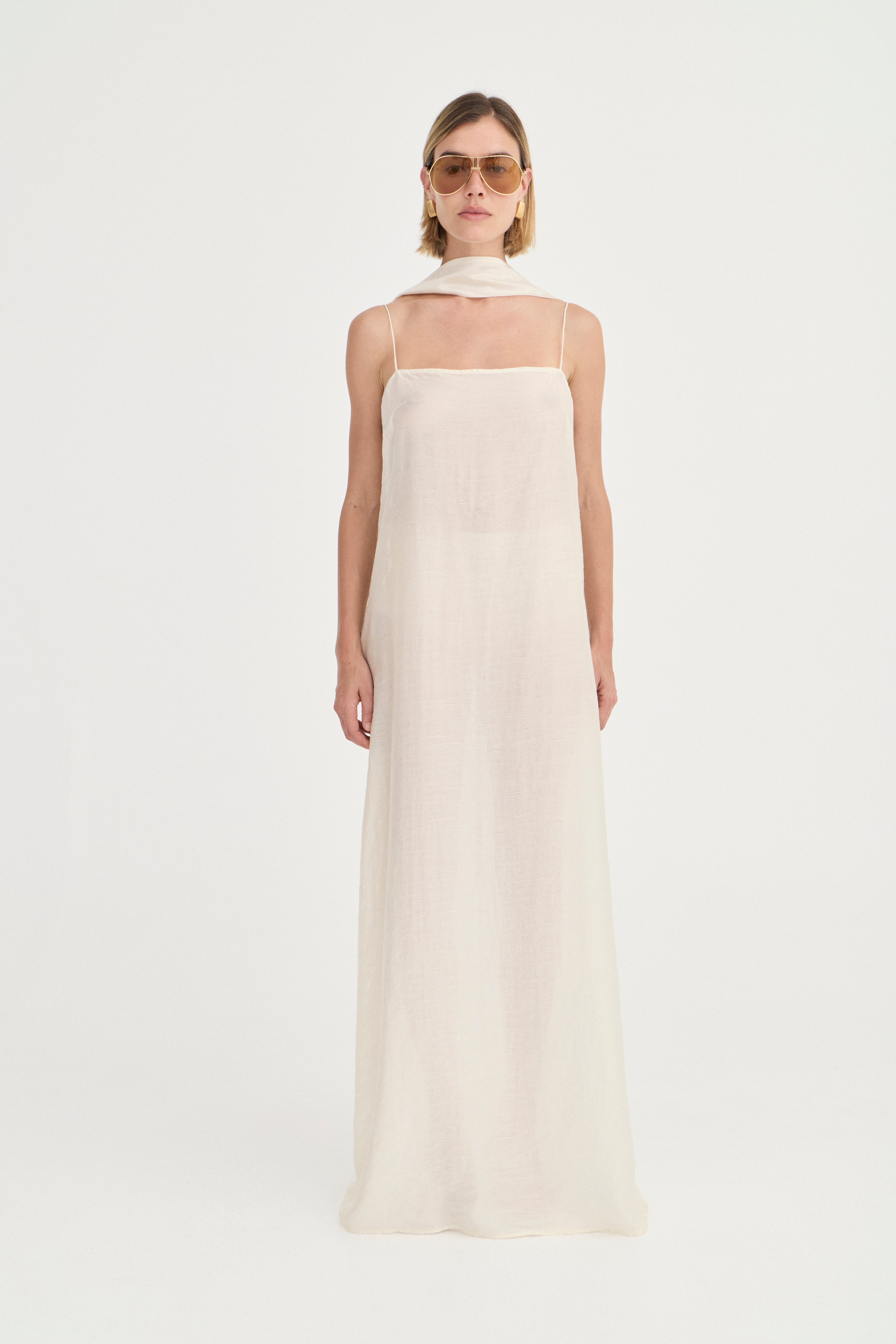 Camilla Dress - Ivory Leaf