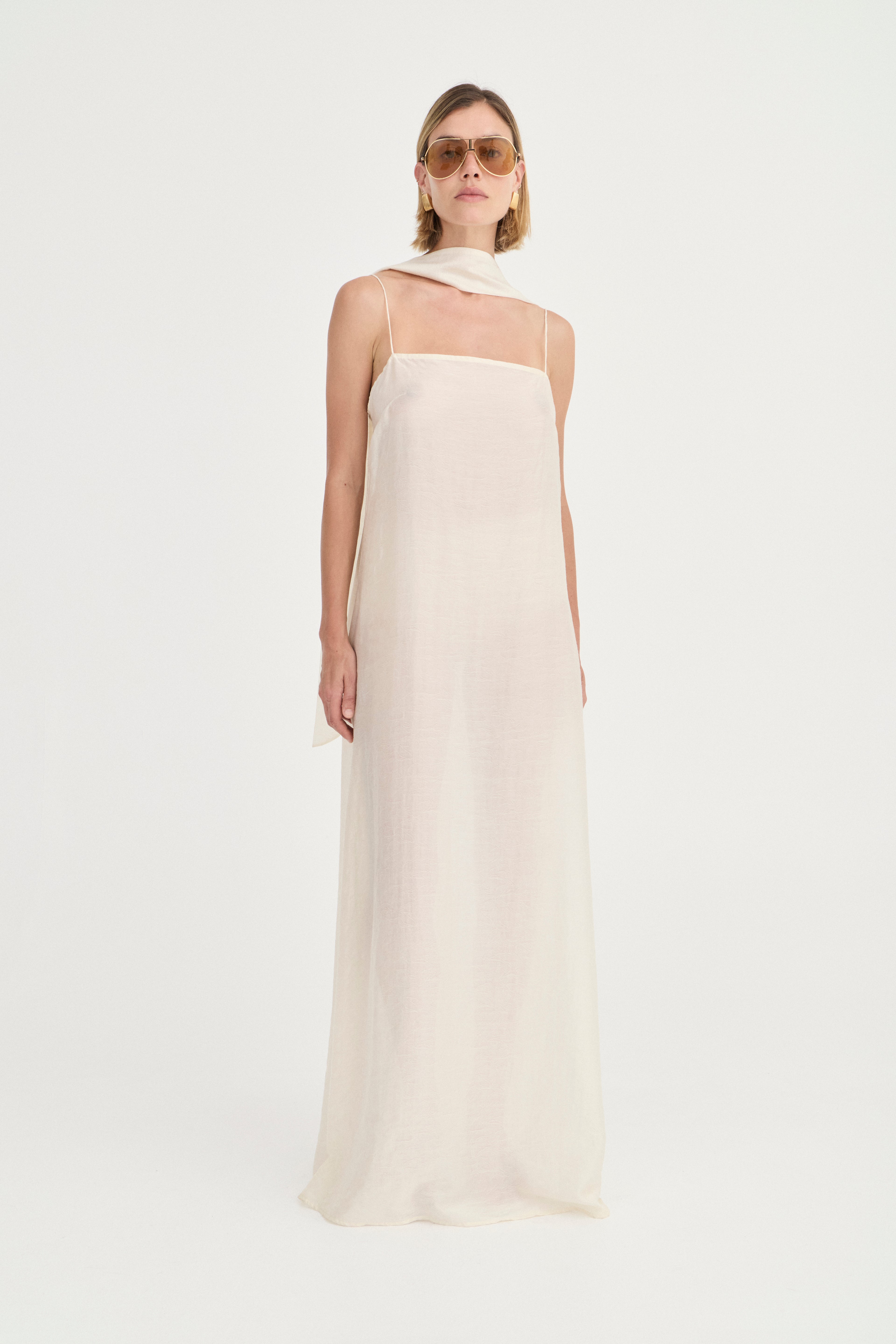 Camilla Dress - Ivory Leaf