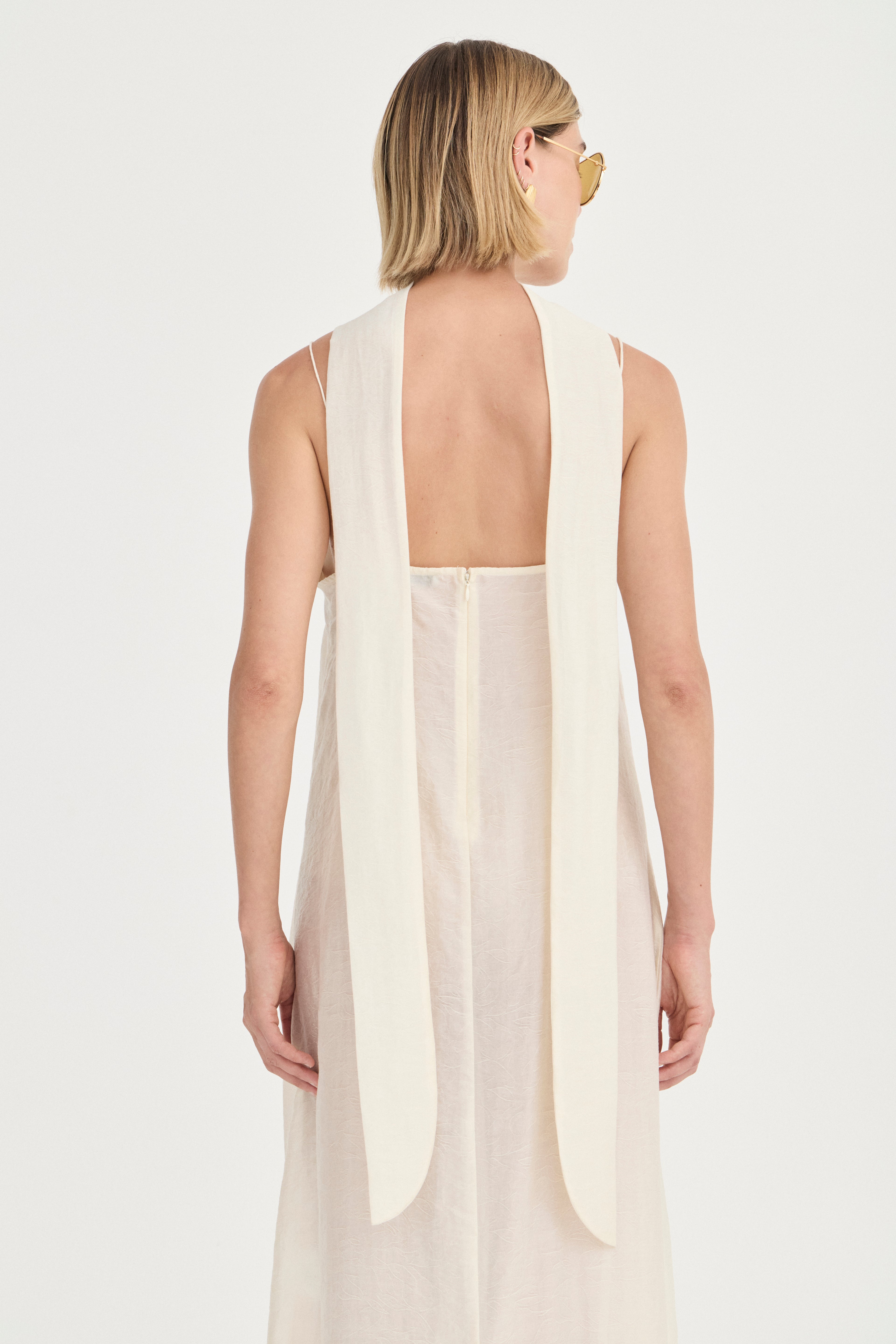 Camilla Dress - Ivory Leaf