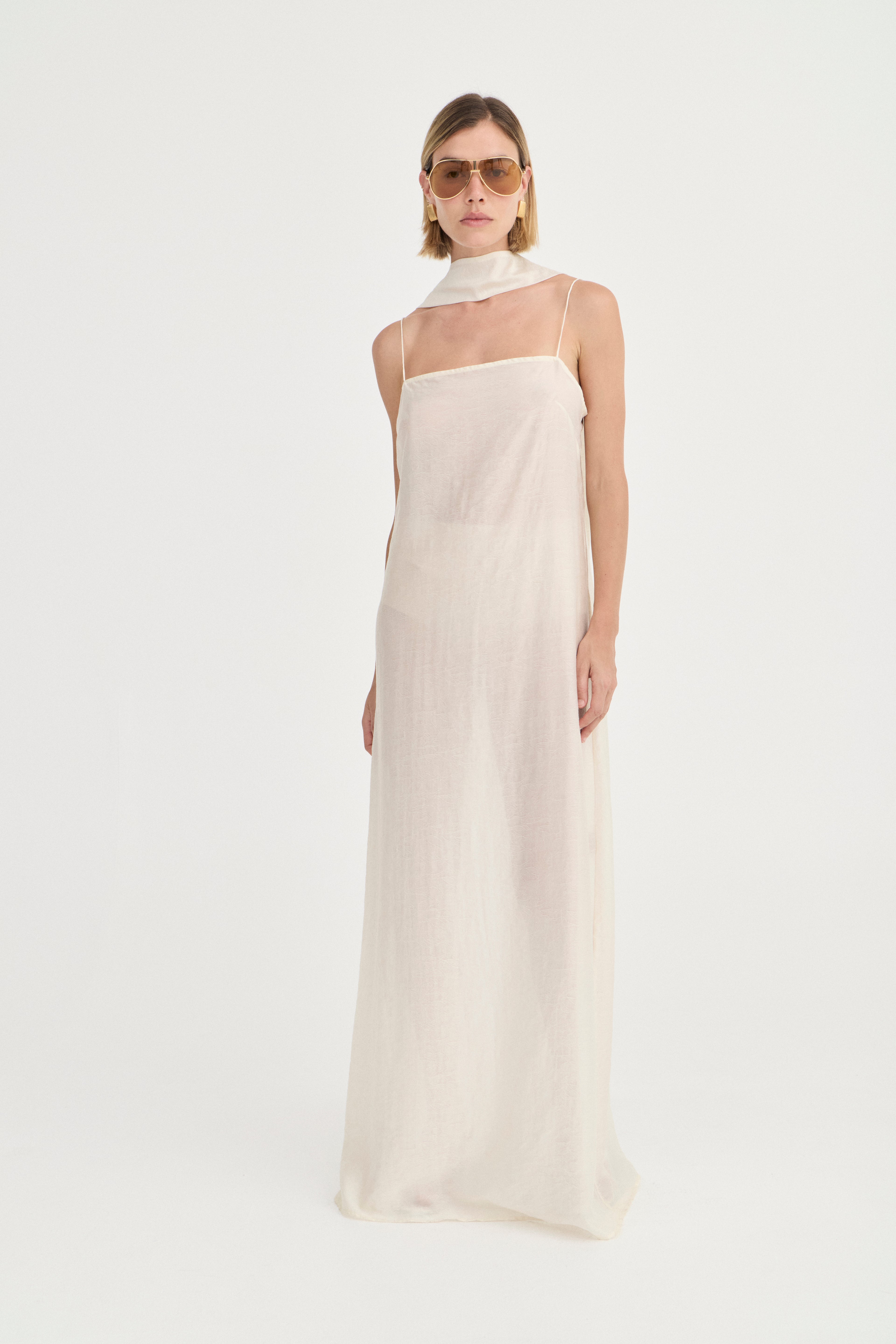 Camilla Dress - Ivory Leaf