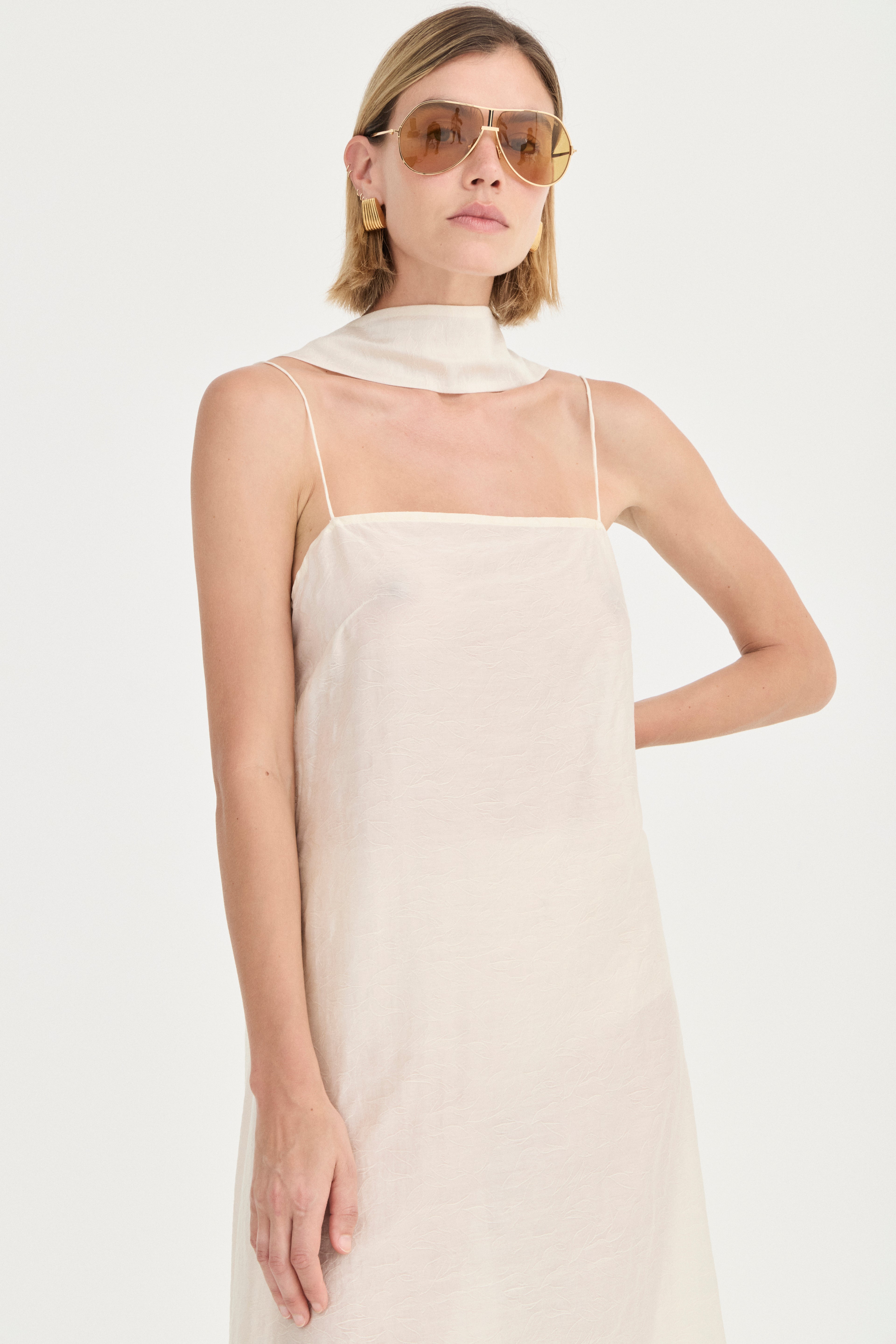 Camilla Dress - Ivory Leaf