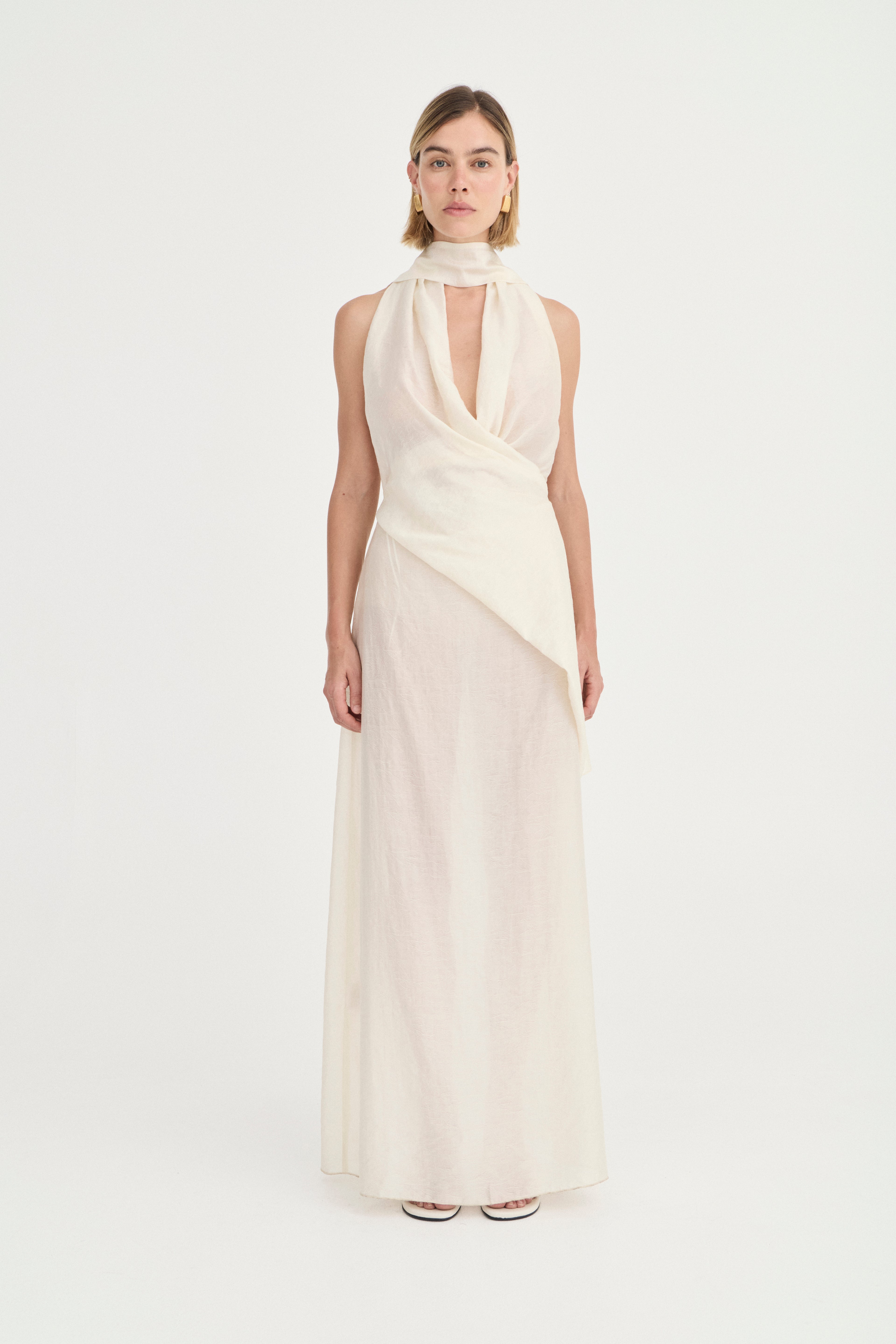 Antonella Dress - Ivory Leaf