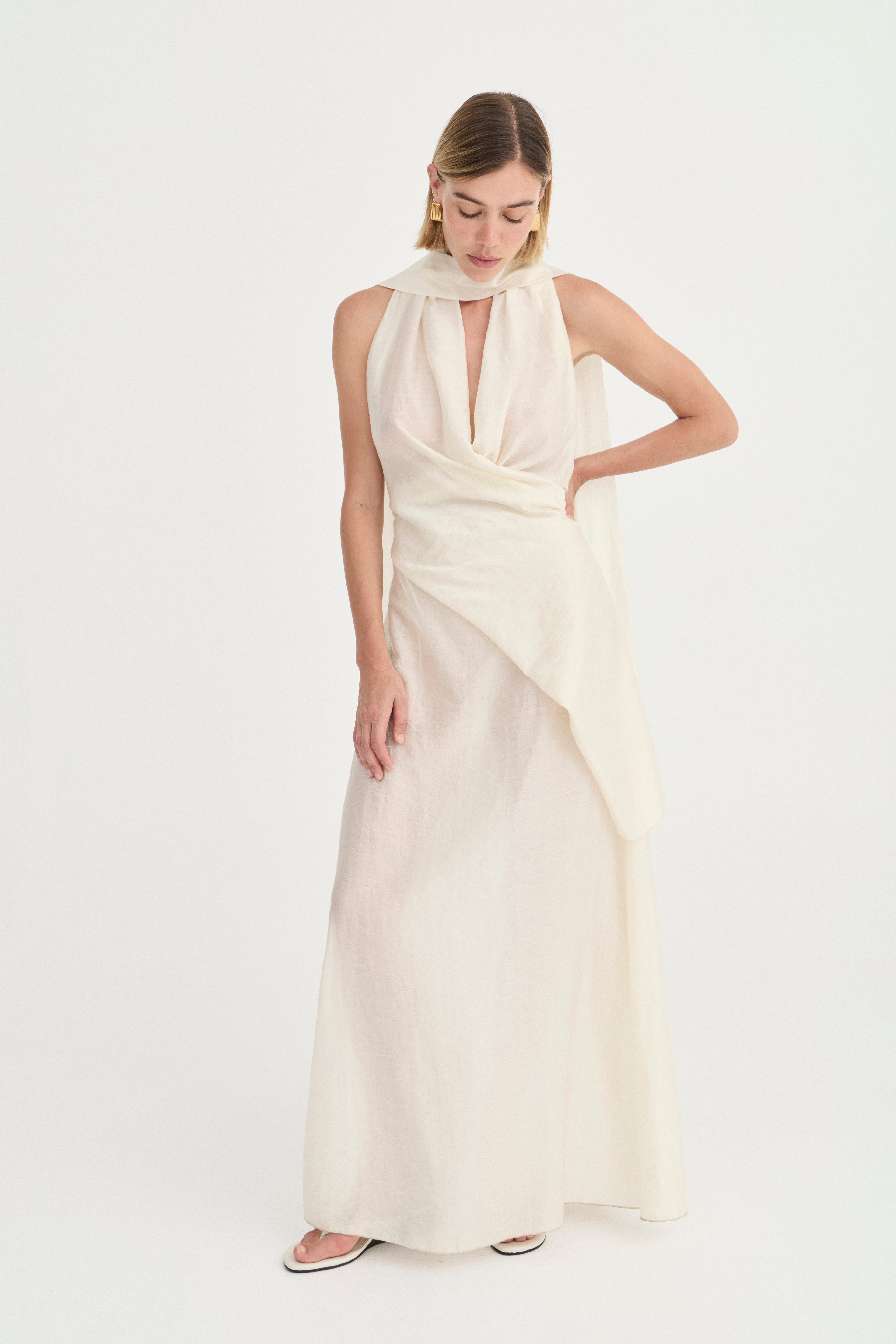Antonella Dress - Ivory Leaf