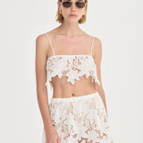 Luna Crop Top - Ivory Crochet Lace