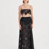 Luna Crop Top - Noir Crochet Lace