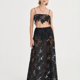 Margaux Skirt - Noir Crochet Lace