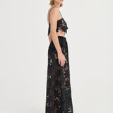 Luna Crop Top - Noir Crochet Lace