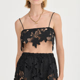 Luna Crop Top - Noir Crochet Lace