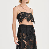 Luna Crop Top - Noir Crochet Lace