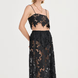 Margaux Skirt - Noir Crochet Lace