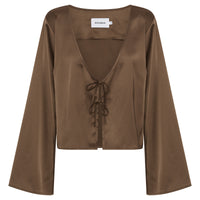 TIE UP BLOUSE - TOBACCO